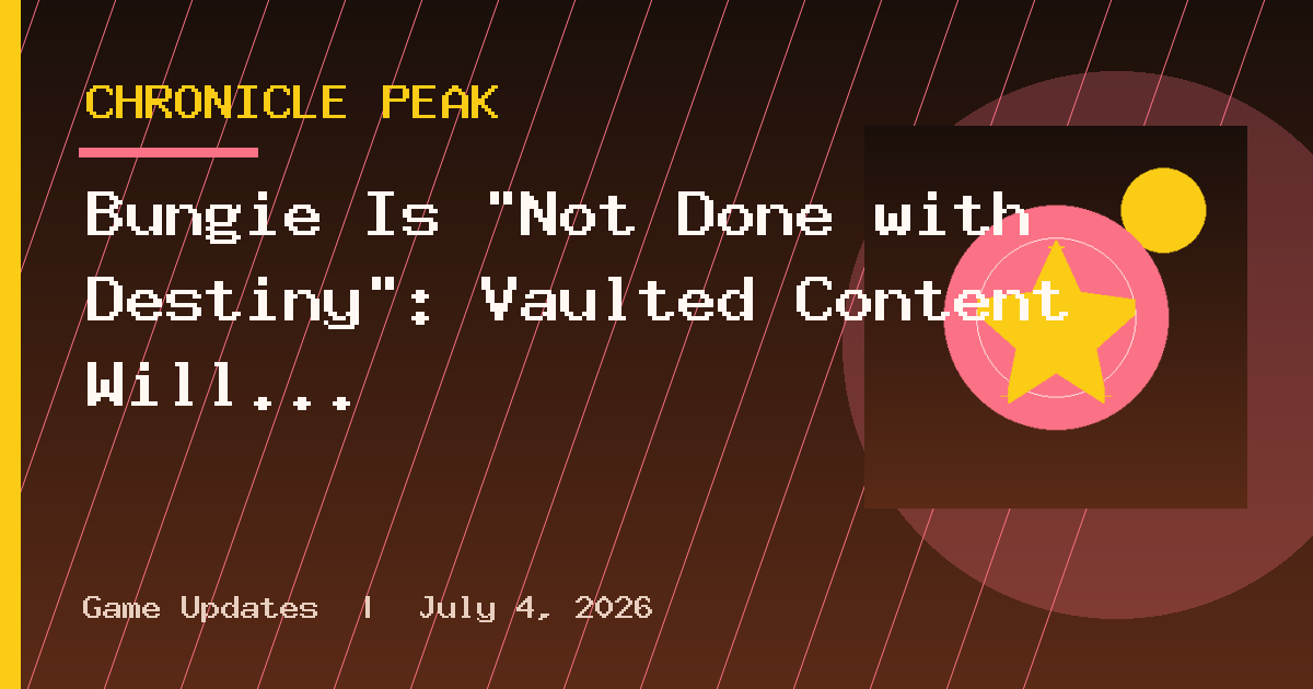 Bungie Is "Not Done with Destiny": Vaulted Content Will Be Back & Game Updates