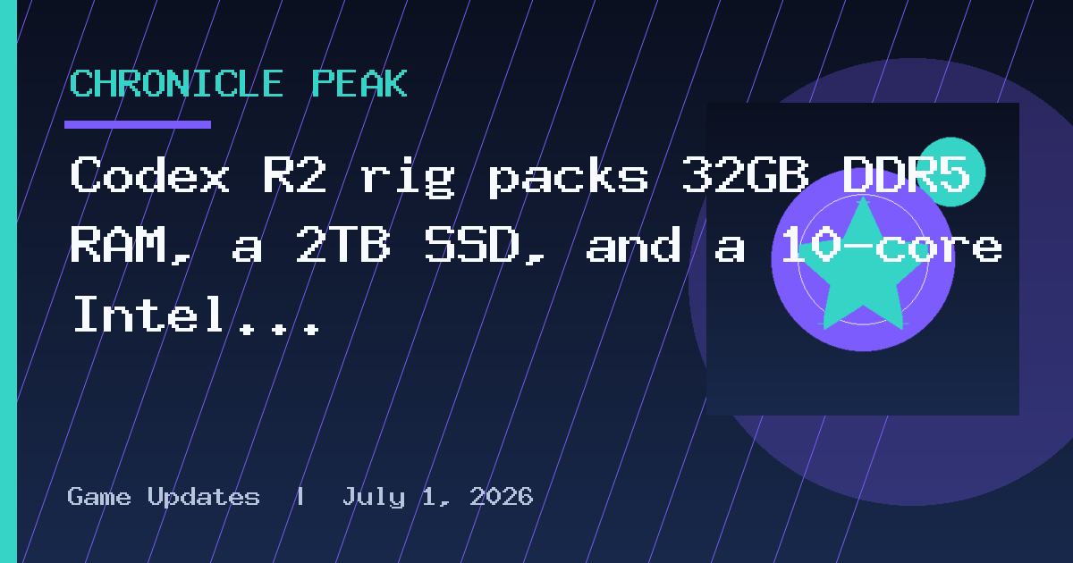 Codex R2 rig packs 32GB DDR5 RAM, a 2TB SSD, and a 10-core Intel