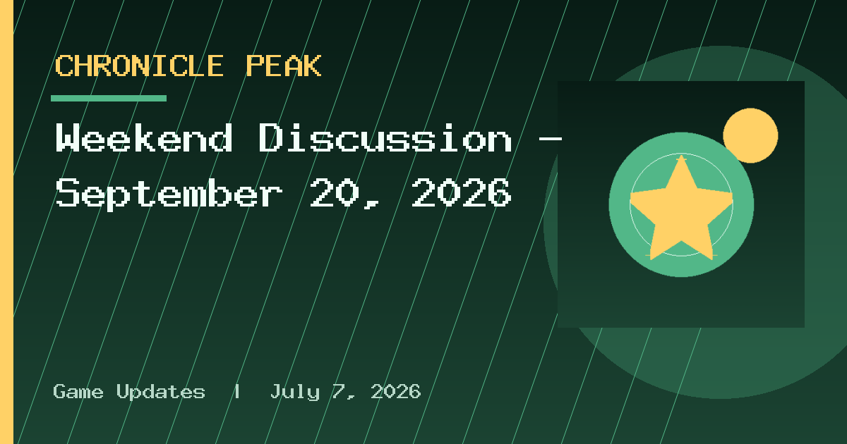 Weekend Discussion - September 20, 2026